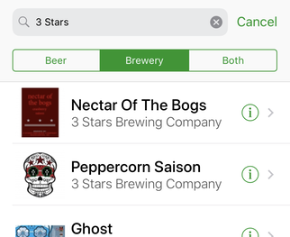 Distinct beer screenshot